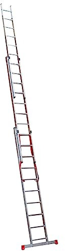 HOMEMASTER® 3 Section Extension Ladder | 150kg Load Capacity | Anti-slip Rungs, Auto-Locking Clips | Lightweight Aluminium Ladders | 6.50m
