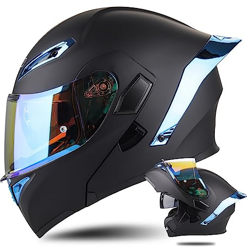 Motorradhelm Integralhelm Klapphelm ECE Zertifiziert Modularer Helm Doppelvisier Moped Street Racing Helm für Erwachsene Männer Frauen Roller Helm Sturzhelm Damen Herren Erwachsene