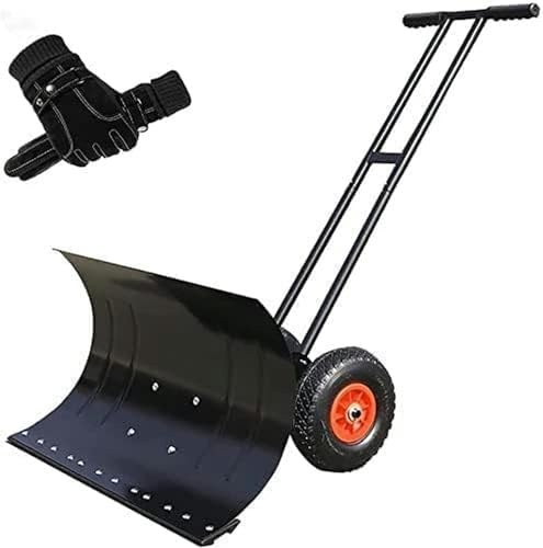 Schneeschaufel mit Rädern, robuste Schneeschaufel, effizient, rollender Schneeschieber mit verstellbarem Griff, rutschfeste Räder, rollendes Schneeräumwerkzeug für Auffahrt, Garten, Gehweg