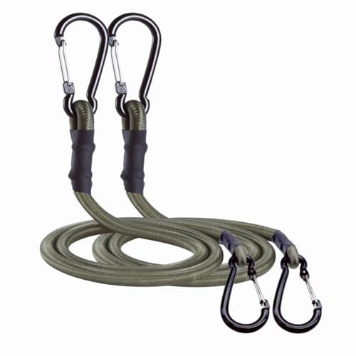 CanKing Camouflage Bungee Cords with Carabiner 120 Camo Elastic Ropes with Durable Metal Hooks for Camping, Travel, Courtyard, Outdoor Extra Long 120 Inch 2 Pcs