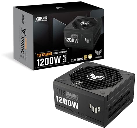 ASUS TUF Gaming 1200W Gold (1200 Watt, ATX 3.0 Compatible Fully Modular Power Supply, 80+ Gold Certified, Military-Grade Components, Dual Ball Bearing, Axial-tech Fan, PCB Coating, 10 Year Warranty)