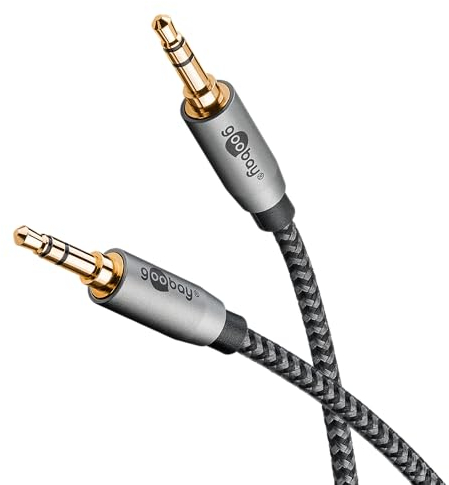goobay 65273 Cavo AUX stereo audio da 3,5 mm 1 m/cavo jack per auricolari, autoradio, PC, tablet, cavo altoparlante/connessione placcato oro
