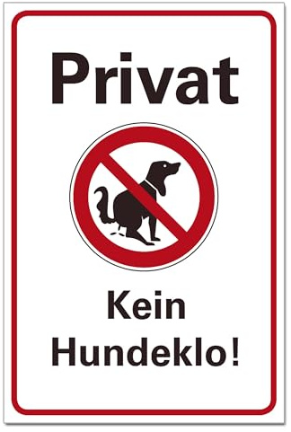 BUEWA Schilder Privat Kein Hundeklo Hinweisschild PVC 300 x 200 x 3 mm Vorgebohrt B1-Zertifiziert