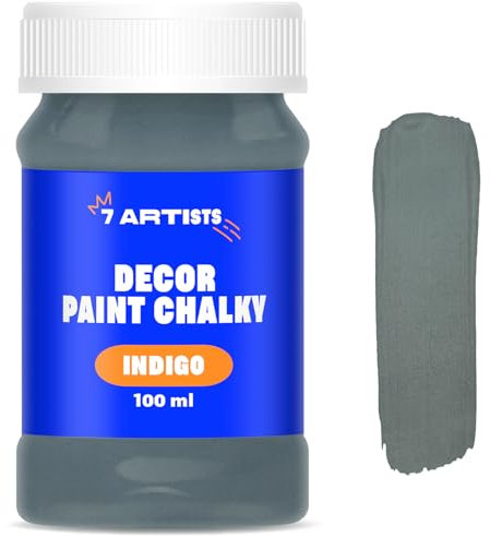 7 Artists Chalk Paint Indigo 100 ml Kreidefarbe für Möbel | Kreidefarbe für Holz auf Wasserbasis - Indigo Farbe für Möbel ohne Schleifen | Kreidefarbe Möbel, Wand, Holz und andere Oberflächen