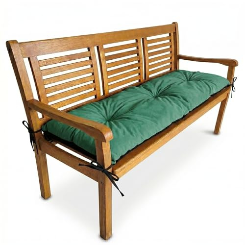 4L Textil Bankauflage Outdoor Gartenbankauflage Hollywoodschaukel | 100x60cm | Grün | Ohne/Mit Rückenlehne | Sitzkissen | Bankkissen | Gartenstuhlauflagen