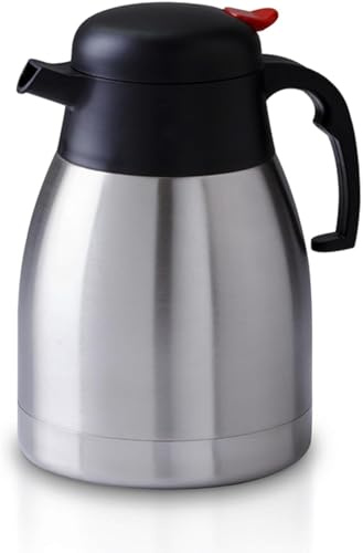 Home Hacks Thermal Coffee Dispenser – Stainless Steel Flask – Hot & Cold Tea Coffee Insulated Dispenser Air Pot with Push Button, Double Walled Vacuum Pump Flask with Stay Cool Handle (2 litres)