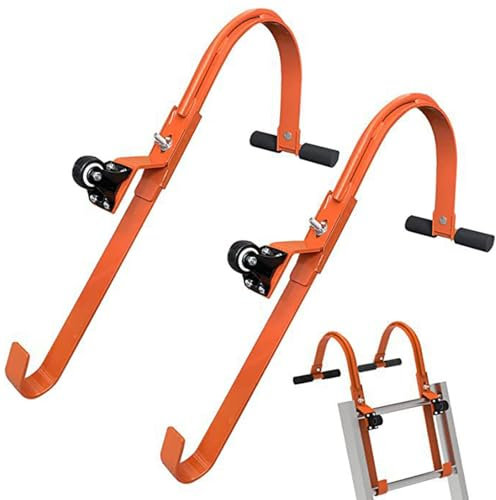 Ladder Roof Hook, 2 Pack Extension Ladder Stabilizer with Wheel，Rubber Grip T-Bar/Lock Jaw Ladder Grip/Damage Prevention,Easy to Access Steep Roofs, for Ladder Hook Kit