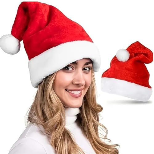 Weihnachtsmütze, nikolausmütze, weihnachtsmützen, weihnachtsmützen erwachsene, Nikolaus Warm Dicker Fellrand Weihnachtsmann mütze für Herren/Damen