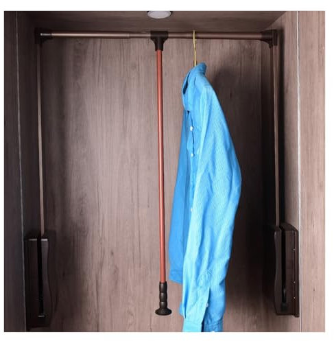 Ausziehbare Garderobenstange, verstellbare Garderobenschiene, anhebbare Garderobenstange, Aluminium-Teleskop-Garderobenaufhänger, doppelt dämpfendes Puffer-Aufhänger-Aufbewahrungssystem(920-1240mm)