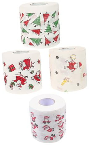 COLLBATH 4rollen Toilettenpapier mit Weihnachtsmotiv Dekorative Papierrolle für Bad und Küche Sanfte Hautpflege Praktische Dosierung