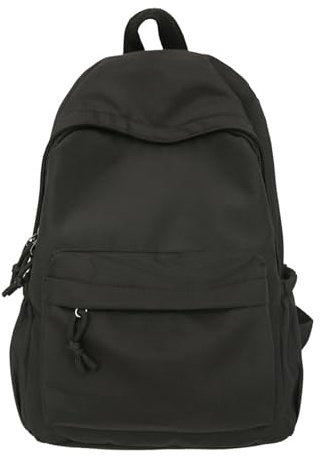 CutitiUU School Backpack,Nylon Lightweight Casual Student Shoulder Bag,Lightweight Water Repellent Backpack Men School Bag Women Children Boy,Soft Fabric Backpack Basic Daypacks (Black) (Black)