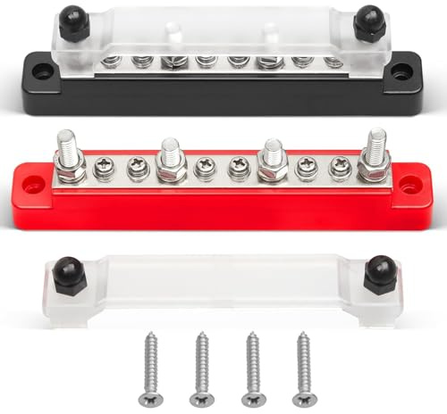 RED WOLF 150A Sammelschiene Verteilerblock 12V-48V DC für Auto Marine RV Wohnmobil Lkw Elektrik System Klemmleisten, Positive Masse Stromverteilungsblock Busbar mit 6 x M4 & 4 x M6 Klemmenbolzen