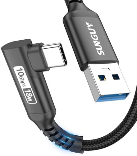 SUNGUY Cavo USB C ad angolo, 0,6 m, cavo per auto Android in nylon ad angolo, 10 Gbps USB 3.1 Gen 2 compatibile con iPhone 16/15 Pro Max, Galaxy S24/S24+/S23/S22, P30 Lite, Redmi 10 - Nero