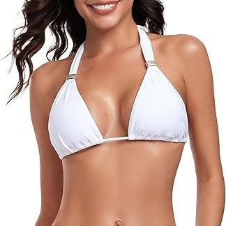 RELLECIGA Damen Bademode Bikini Oberteil Triangel Top mit Goldem Schmuck