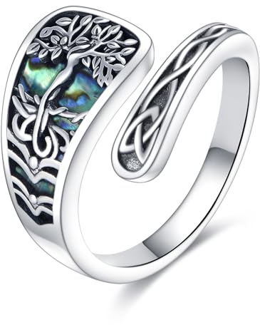 YAFEINI Tree of Life Spoon Rings 925 Sterling Silver Tree of Life Thumb Ring Celtic Knot Tree of Life Jewelry Gifts for Women (#8)