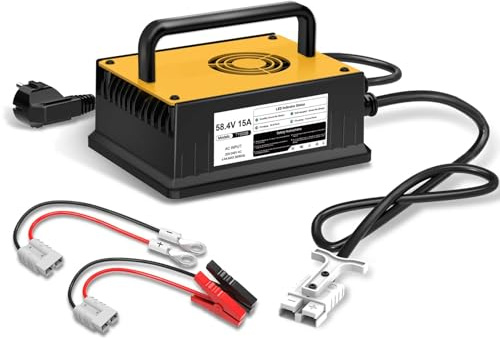 58,4V 15A LiFePO4 Lithium Batterie Ladegerät für 48V(51,2V) LiFePO4 Lithium Eisenphosphat, IP67 Wasserdicht Akku Ladegerät für Wohnmobile, Boot, Solar, Golfwagen
