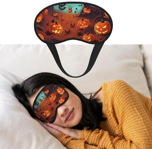 Augenmaske zum Schlafen, atmungsaktiv, lichtblockierend, Schlafmaske, Halloween, Nacht, Augenbinde, weich, bequem, Nacht-Augenschutz, für Männer und Frauen, Augenabdeckung für Nickerchen zu Hause