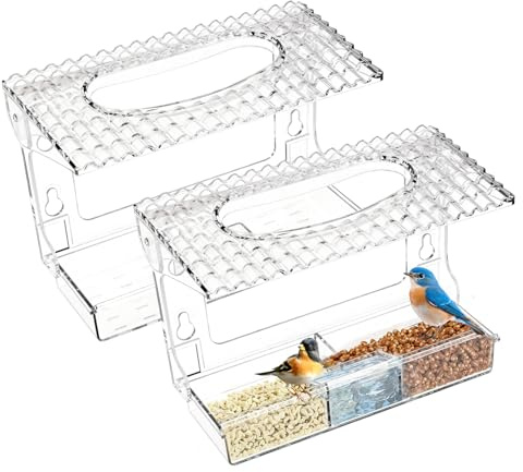 2 Stück Fenster Vogelfutterspender, Fenster Vogelhäuschen 25 * 10 * 16 cm, Transparent Fenster Futterhaus Für Vögel Mit Saugnäpfe, Transparenter Vogelhaus Fensterscheibe, Vogel Zubehör Für Wildvögel