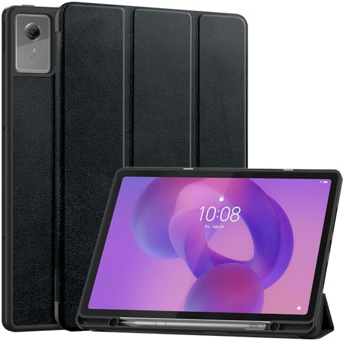 Vakarey Funda para Lenovo Idea Tab Plus 12.1 Pulgadas con Soporte para Lápiz Ultrafina Inteligente Funda Tablet,Negro