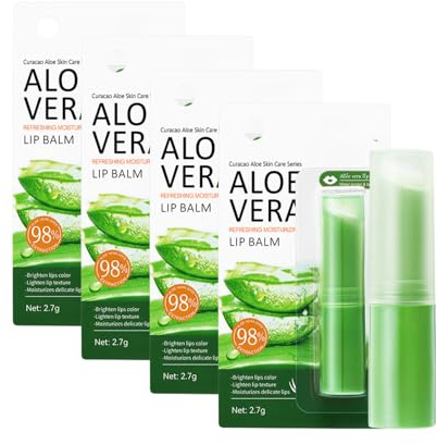 Aloe Vera Farbwechsel Lippenbalsam - 4PCS Aloe Vera Lippenstift Set - Lippenbalsam Mit Farbe - Temperatur Color Changing Lipstick für Frauen- Lang Anhaltender Lippenpflege Set,Wasserfest Lip Balm