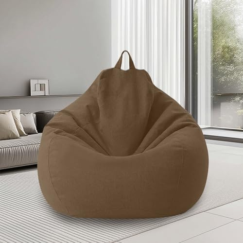 bechoanigel Poltrona Sacco XL, Bean Bag Con Manico, Pouf Sacco Adultes, Solo Rivestimento (Senza Imbottitura) Per Poltrona Pouf, 100 x 120 cm (Marrone)