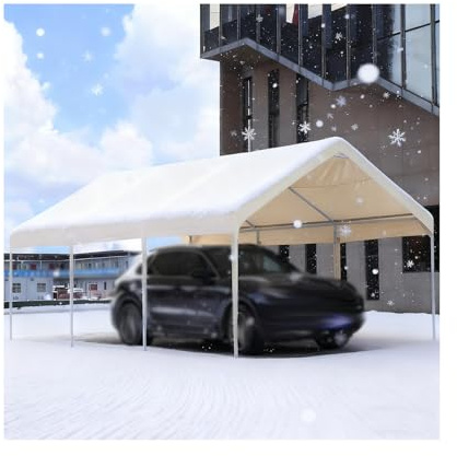 Robuste Carports Aus Metall Mit Verstärktem Rahmen Für Den Außenbereich, Geeignet Für Traktoren, LKWs, Wohnmobile Und SUVs(White,9.8x19.7x6.5 ft)