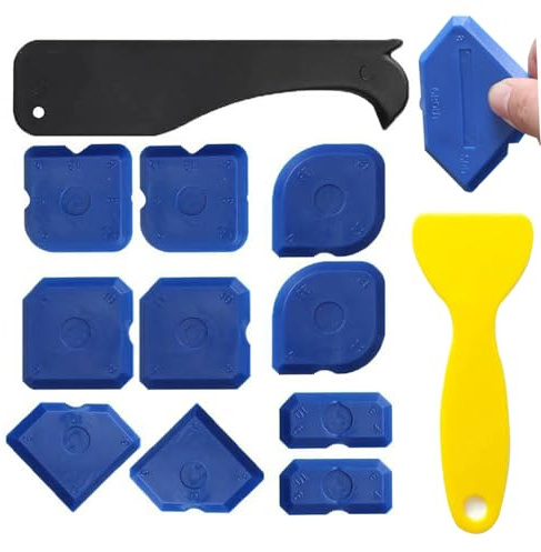 12Pcs Silicone Scraper Tools,Sealant Remover Tool for Caulking,Smoothing | Sealants Finishing Tools with Scrapers & Grout Caulking,Multi Angle Design Grout Finishing Tools,for Bathroom Tiles Kitchen