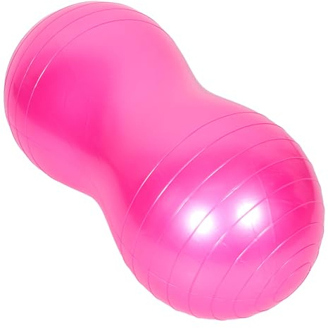 GARVALON Ballon de Yoga Forme Cacahuète en PVC Épais Anti-éclatement 65 Cm Rose Fuchsia avec Pompe pour Grossesse, Fitness, Pilates, Massage et Entraînement D’équilibre