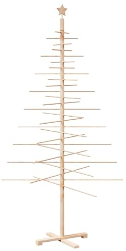 Generico Albero di Natale Decorativo in Legno 210 cm Legno Massello Pino-4019695