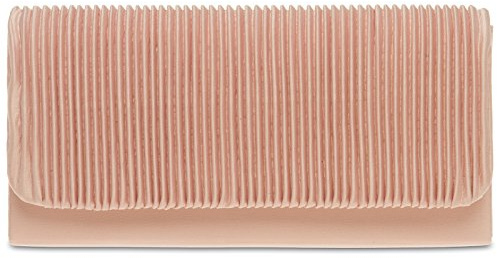 Caspar TA351 kleine elegante Damen Clutch Tasche Abendtasche mit gerafftem Überschlag, Größe:One Size, Farbe:rosa