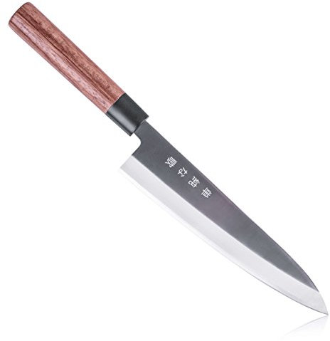 Cuchillo de cocina profesional japonés tradicional Gyuto – Cuchillo de acero inoxidable de alto carbono Gyuto Sushi con alta resistencia a la corrosión en un único bisel de bisel de borde de cincel