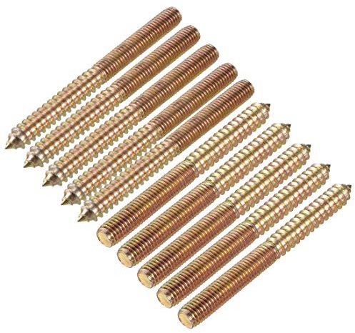 sourcing map M10 Stockschrauben, Länge 98 mm, Doppelkopfschrauben, selbstschneidende Schraube, 10 mm, Holzgelenk, Möbelbeine, 10 Stück