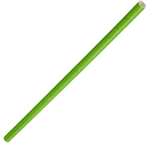 Solid Paper Straws Green 8inch-Pack of 250