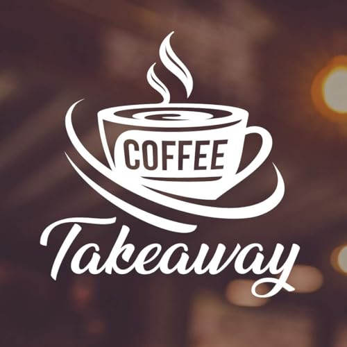 Coffee Takeaway Sign Window Vinyl Sticker Door Art Kitchen bar Restaurant take Away Shop Office Cafe Decor Vintage Plaque Poster Coffee Wall Signs Stickers Lettering menu Fork Knife (Normal)