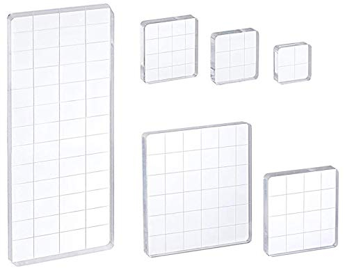 6 Stück Acryl Stempelblock, Acryl Klar Stempel Blöcke mit Gitter, für Scrapbook Bastelproduktion, DIY Design Dekoration