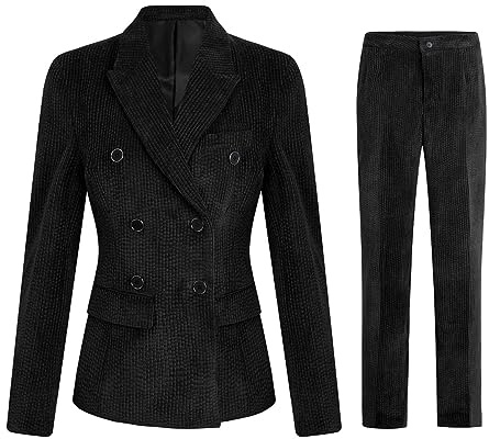 YFFUSHI Tailleur Femme 2 pièces Elégant Slim Fit Travail Blazer Pantalon Double Boutonnage Costume de Veste Formelle
