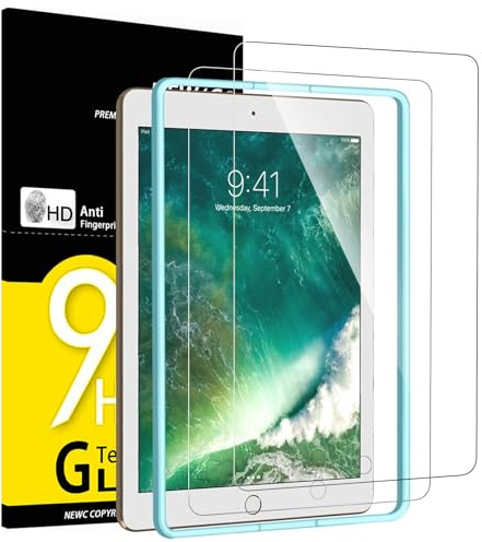 NEW'C 2 Pezzi, Pellicola Prottetiva per iPad Air 3 10,5 Pollici (2019), iPad Pro 10,5 Pollici (2017), Vetro Temperato, Telaio di facile installazione, 0,33mm Ultra Trasparente, Ultra Resistente