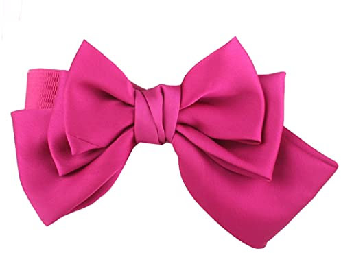 通用 Damen Große Schleife Gürtel Taillengürtel Stretchgürtel Retro Kleid Gürtel Elastische Tailleband Breiter Waist Belt (Pink)