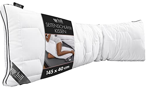 chill SLEEPLONGER Seitenschläferkissen 40 x 145 cm - Schwangerschaftskissen & Seitenschläferkissen Waschbar & Atmungsaktiv & 100% Vegan - Langes Kissen für Seitenschläfer mit 800g Füllmaterial