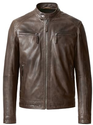 Zerimar Chaqueta Hombre - Chaqueta de Cuero Hombre - Cazadora Piel Hombre - Chaqueta Hombre Piel - Chaqueta Casual Hombre - Chaqueta Cuero Hombre - Color Marrón - Talla M