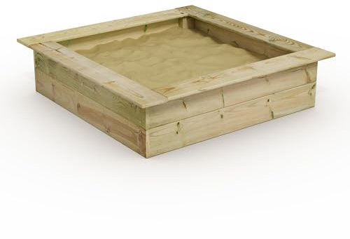 Wickey Bac à Sable King Kong – Vaste Espace de Jeu 120x120 cm, Bois de Qualité Supérieure, Design Robuste, Idéal pour Activités Créatives en Extérieur, Parfait pour Familles