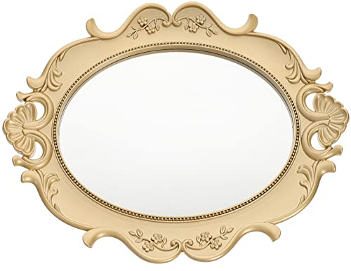 PATKAW Geschnitztes Spiegeltablett Vintage Kuchenblech Süßigkeiten Getränke Teller Gericht Vanity-organisatoren Schminkspiegelablage Make-up-Organizer Parfümtabletts Parfümplatte Acryl Pp