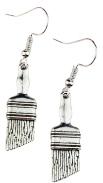 Paintbrush Earrings sterling silver or silver plated hooks artist jewellery, handmade art teacher appreciation graduation birthday teen girl motivational brush