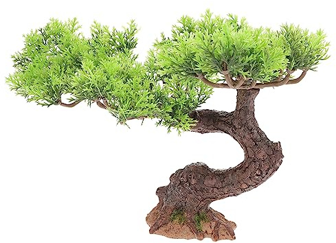 Warmhm Artificial Conifer Tree Fake Small Tree Decoration Mini Cliff Cypress Ornament Faux Plants for Indoors