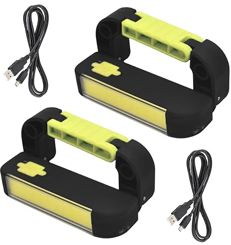 2er Set LED Arbeitsleuchte mit klappbaren Bügel Akku Werkstattlampe Handlampe Taschenlampe Arbeitslampe Camping Lampe 200 Lumen Magnetisch