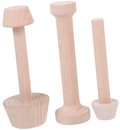 BESTonZON Wood Egg Tart Molds Set 3pcs Small and Medium Size Baking Mold Dual-Ended Pastry Tamper for Tart Pastry Baking Kitchen Bakeware