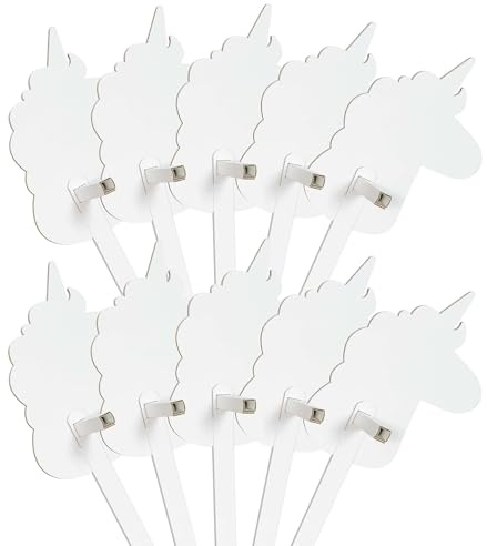 FOLDZILLA Steckenpferde 10er Set aus Pappe 115 x 40 x 25 cm Hobbyhorse Stockpferde - Einhorn weiß zum Bemalen und Bekleben