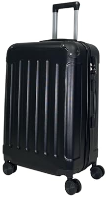 MY TRAVEL BAG Hartschalen-Koffer Reisekoffer ABS Koffer (Handgepäck-Mittel-Groß-Set) 4 Doppel-Rollen Trolley (Schwarz, Handgepäck (55cm))