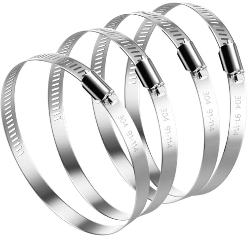 4 Pezzi Fascette Stringitubo Regolabile 91-114mm in Acciaio Inox Fascette Metalliche di Tubi Flessibili,per Tubi di Gas Domestici, Tubi Dell'acqua, Tubi Automobilistici.