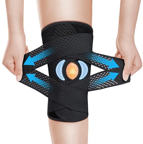 Tangsoo Kniebandage Männer Damen,Kniestütze meniskus mit patella Gel Pads & Seitenstabilisatoren Kniebandage Sport für ACL MCL Arthritis Verletzungen Wiederherstellung (Schwarz,XL)